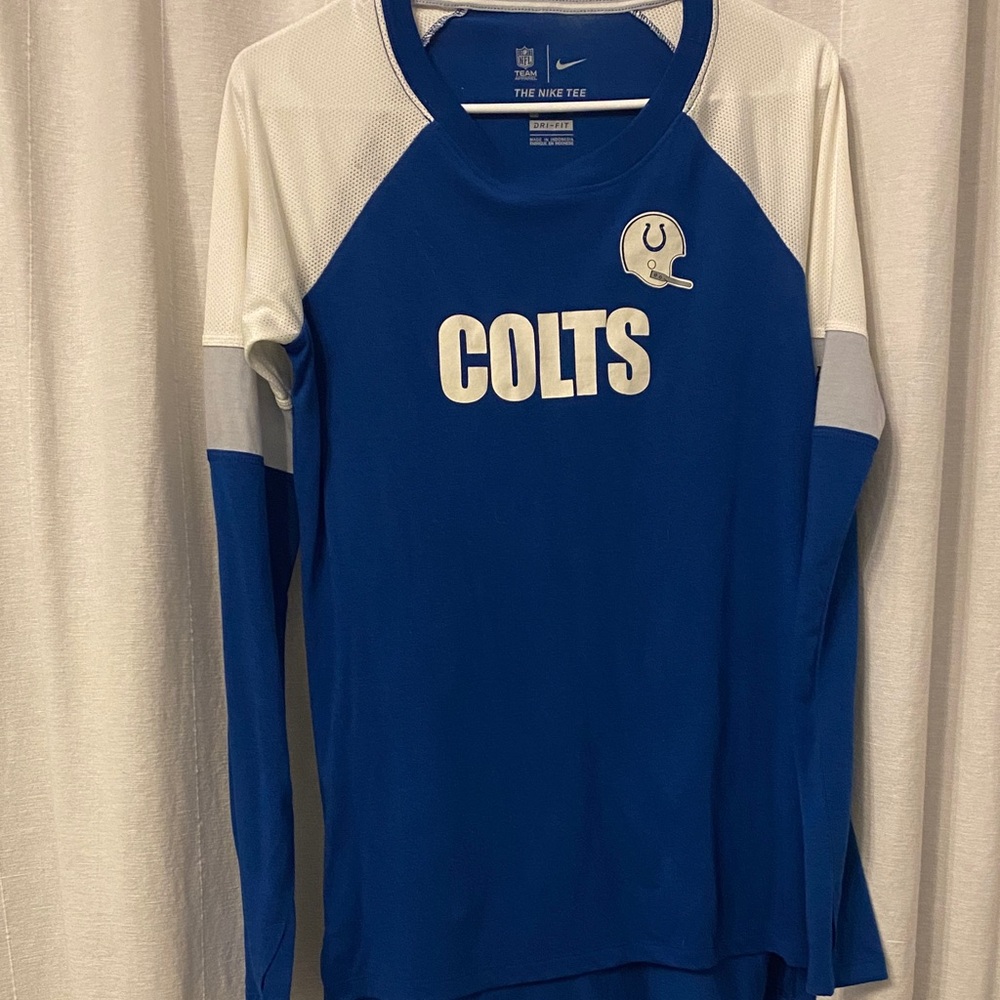 Nike Kids Blue and White Colts Long Sleeve Tee